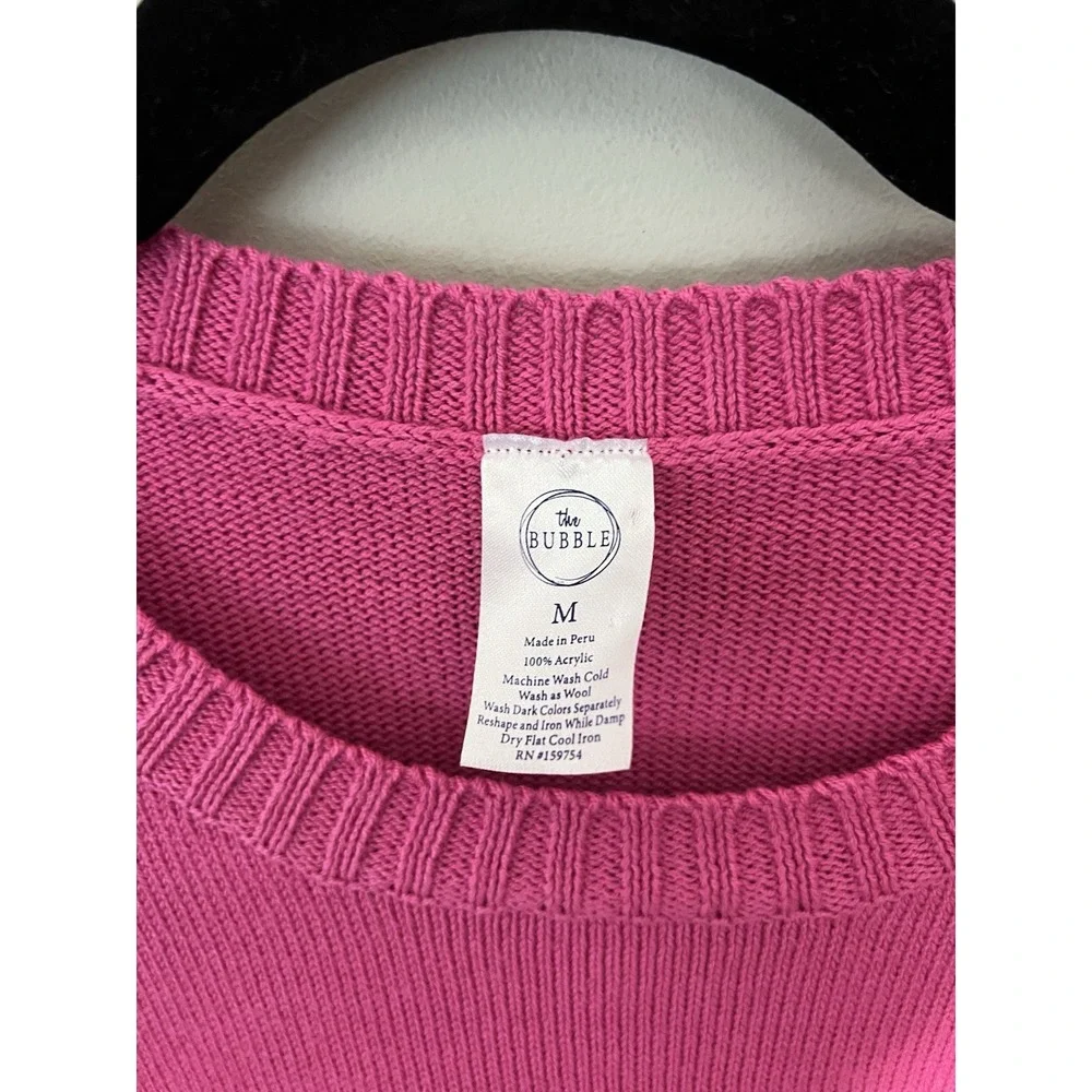 The Bubble Lifestyle Pickleball Sweater Size M Pink & White  Crewneck Preppy